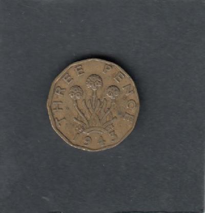 Beschrijving: 3 Pence  GEORGIUS VI